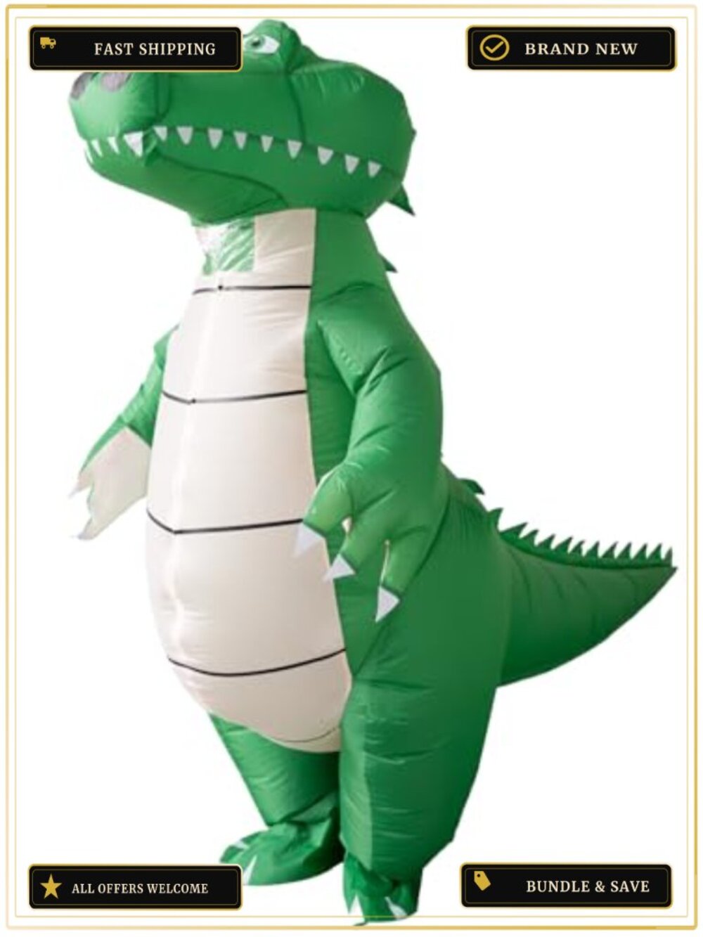 Inflatable Crocodile Costume Funny Blow Up Suit Adult Unisex